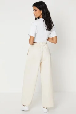 Petite Twill Paperbag Straight Leg Trouser