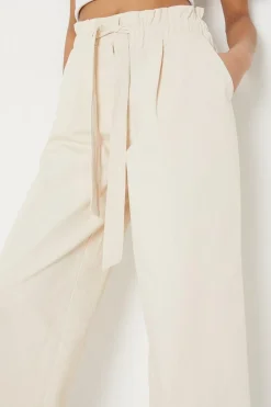 Petite Twill Paperbag Straight Leg Trouser