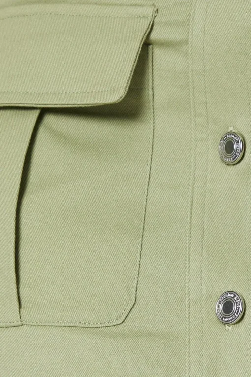 Petite Twill Pocket Button Through Maxi Skirt