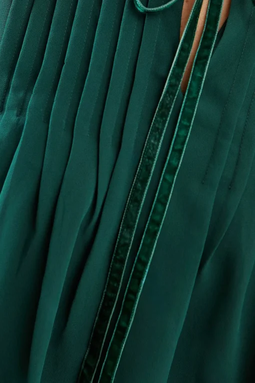 Petite Velvet Trim Georgette Blouse