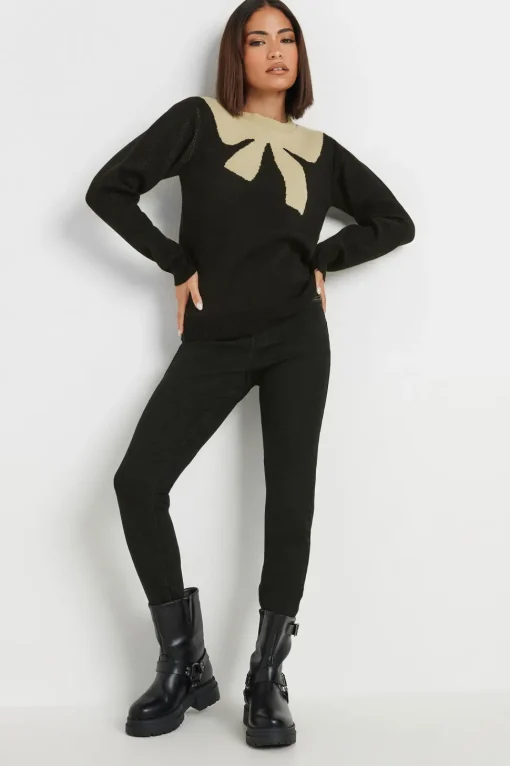 Petite Woven Bow Jumper