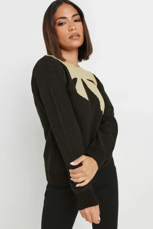 Petite Woven Bow Jumper