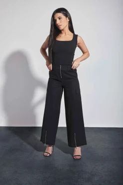 Petite Zip Detail Cargo Trousers