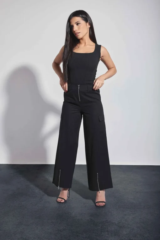 Petite Zip Detail Cargo Trousers