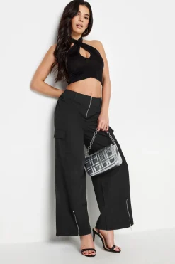 Petite Zip Detail Cargo Trousers