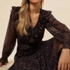 Pink Ditsy Chiffon Ruffle Midaxi Dress