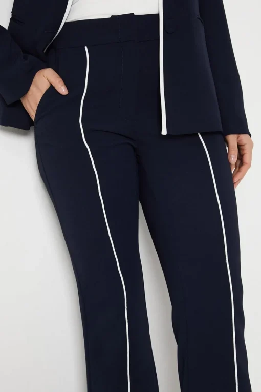 Pipe Detail Bootcut Leg Trouser