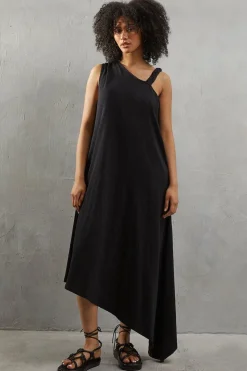 Plait Detail Asymmetric Jersey Midi Dress