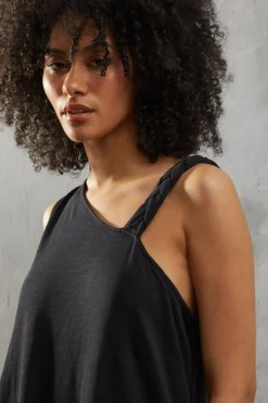 Plait Detail Asymmetric Jersey Midi Dress
