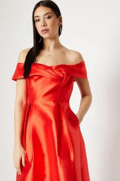 Pleat Detail Midi Dress