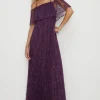 Pleated Strappy Tiered Lace Maxi Dress