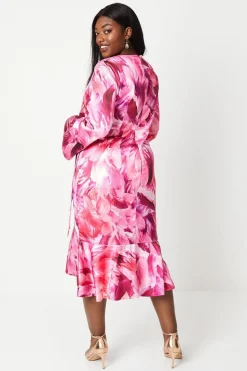 Plus Asymmetric Drape Ruffle Midi