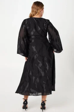 Plus Dip Hem Wrap Midi Dress