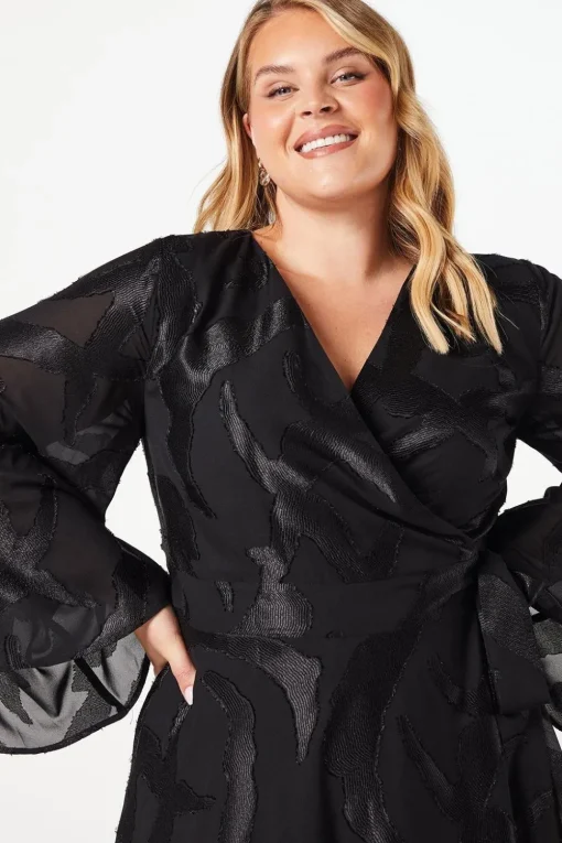 Plus Dip Hem Wrap Midi Dress