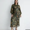 Plus Size Sparkle Floral Bias Cut Midi Dress
