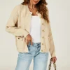 Pocket Details Knitted Cardigan In Camel