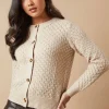 Pointelle Crew Neck Cardigan