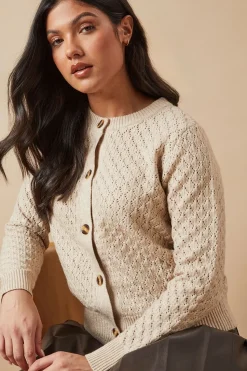 Pointelle Crew Neck Cardigan