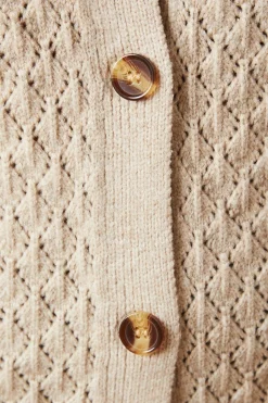 Pointelle Crew Neck Cardigan