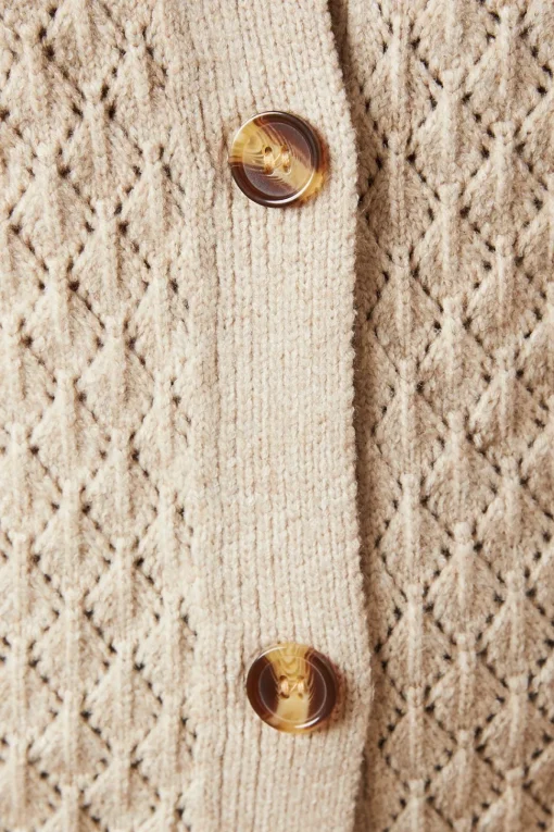 Pointelle Crew Neck Cardigan