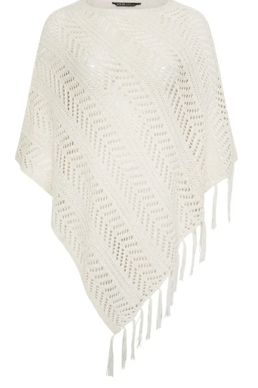 Pointelle Knitted Poncho Jumper