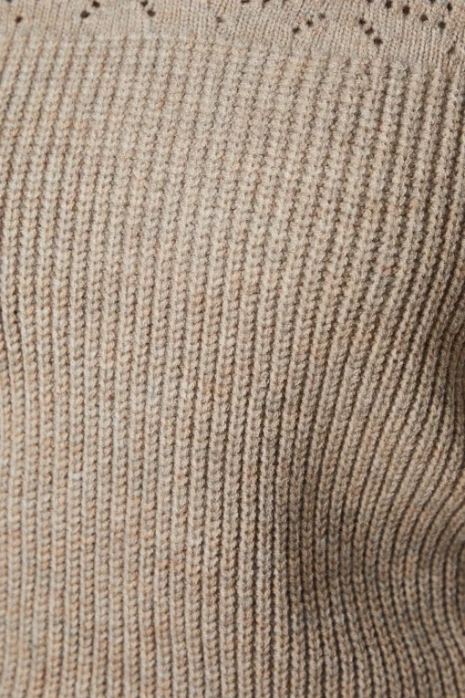 Pointelle Stitch Yoke Collared Knitted Jumper