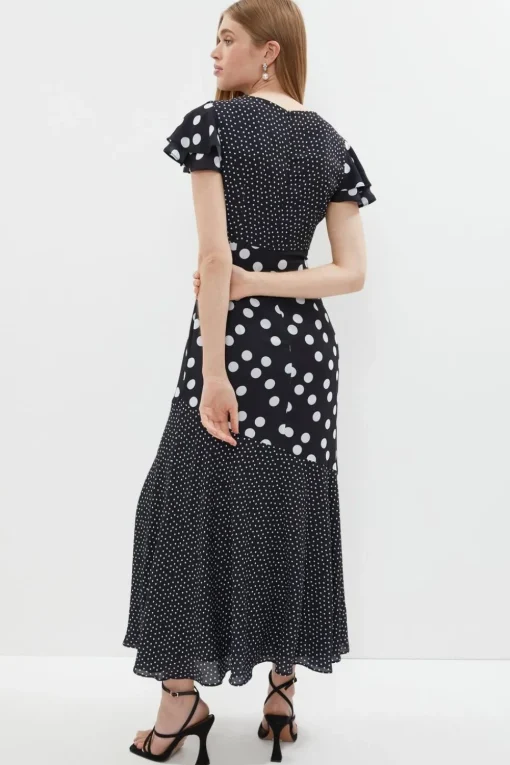 Polka Dot Ruffle Midi Dress