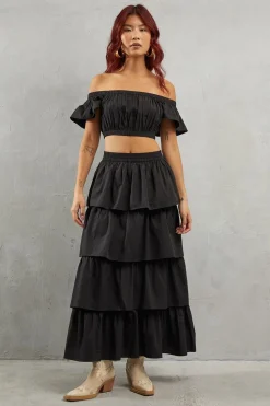 Poplin Frill Tiered Skirt Co Ord