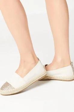 Poppy Glitter Toe Detail Flat Espadrille Shoes