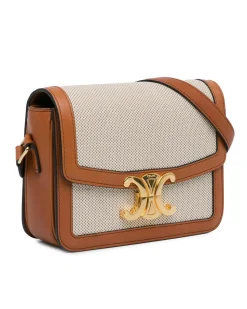 Preloved Ava Canvas and Leather Crossbody Bag - Beige/Tan