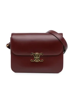 Preloved Calfskin Leather Triomphe Crossbody Bag with Push Lock