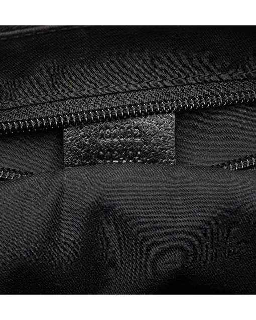 Preloved Canvas Crossbody Bag with Leather Trim and Top Zip Closure