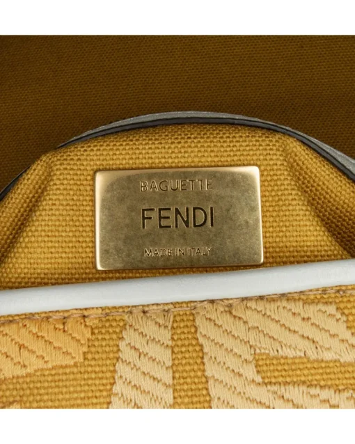 Preloved Canvas Fisheye Baguette Satchel with Leather Trim and