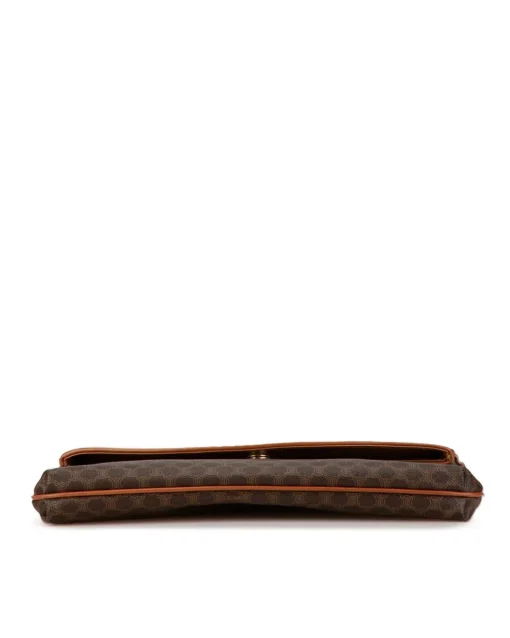 Preloved Coated Canvas Clutch with Leather Trim and Interior Zip