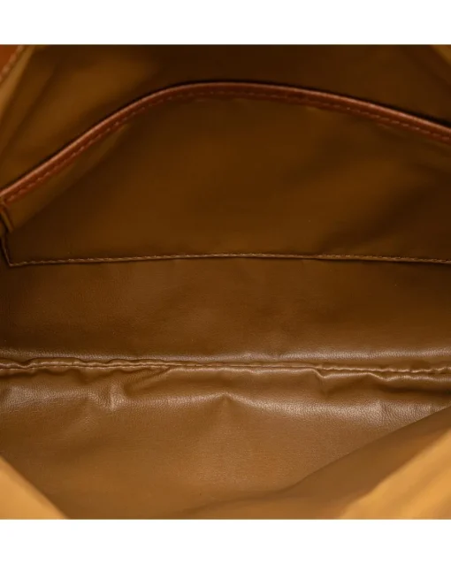 Preloved Coated Canvas Clutch with Leather Trim and Interior Zip