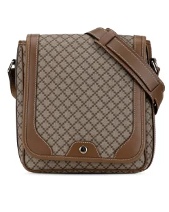 Preloved Diamante Coated Canvas Crossbody Bag with Leather Trim