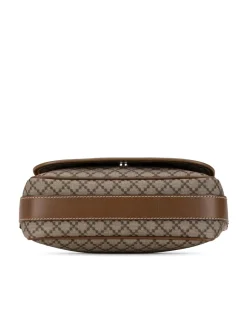 Preloved Diamante Coated Canvas Crossbody Bag with Leather Trim