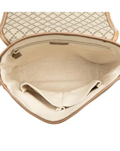 Preloved Diamante Coated Canvas Crossbody Bag with Leather Trim