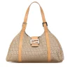Preloved FF Canvas Shoulder Bag Beige