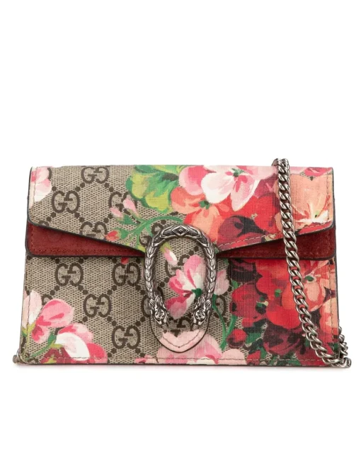 Preloved Floral Print Dionysus Crossbody with Suede Trim and Chain