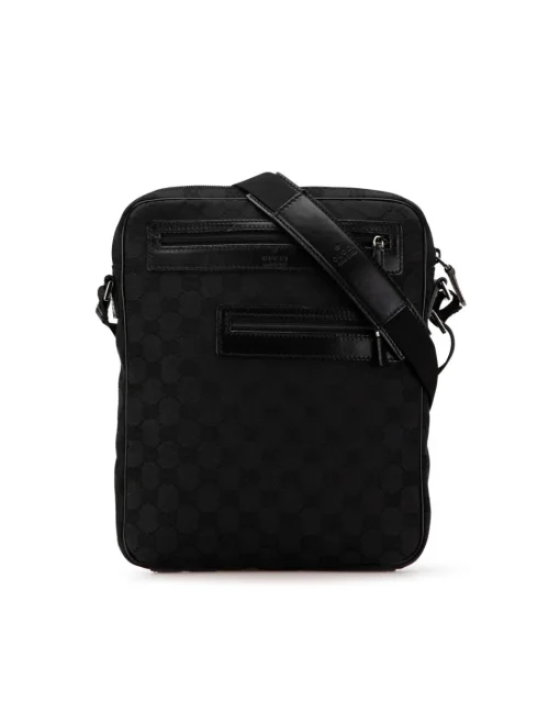 Preloved GG Supreme Canvas Black Leather Crossbody Bag