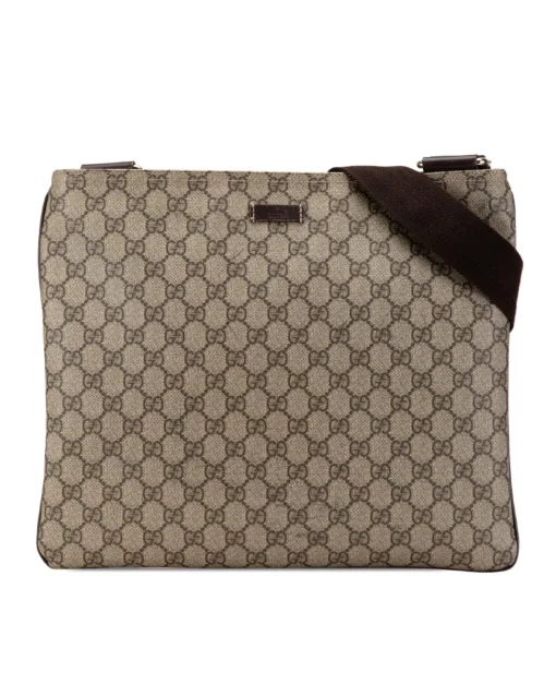 Preloved GG Supreme Coated Canvas Crossbody with Leather Trim