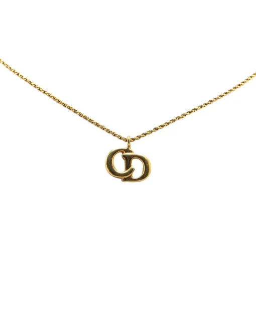 Preloved Gold Plated CD Logo Pendant Necklace with Spring Ring Closure