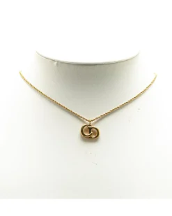 Preloved Gold Plated CD Logo Pendant Necklace with Spring Ring Closure