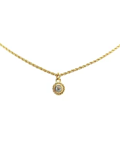 Preloved Gold Plated Rhinestone Pendant Necklace with Spring Ring