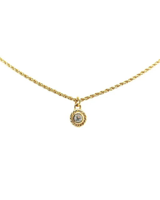 Preloved Gold Plated Rhinestone Pendant Necklace with Spring Ring