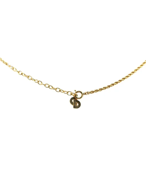Preloved Gold Plated Rhinestone Pendant Necklace with Spring Ring