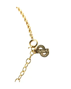 Preloved Gold Plated Rhinestone Pendant Necklace with Spring Ring