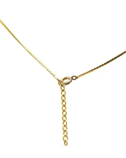 Preloved Gold Plated Rhinestone Pendant Necklace with Chain and Spring