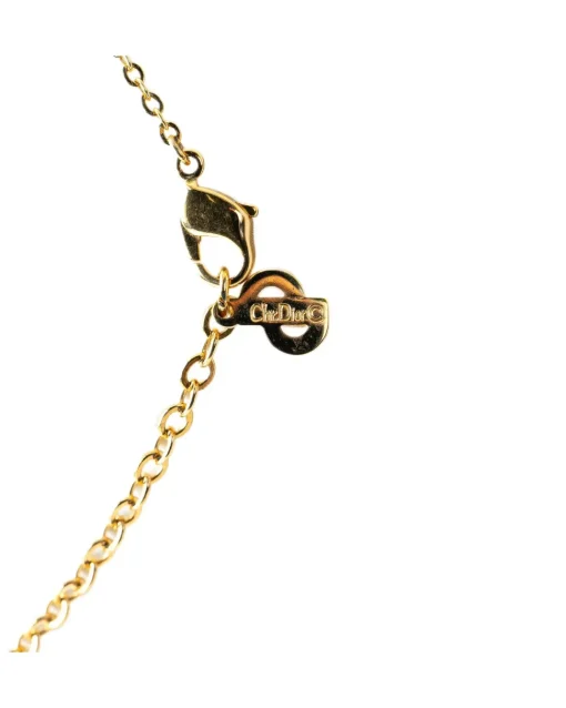 Preloved Gold Plated Rhinestone Pendant Necklace with Enamel Details
